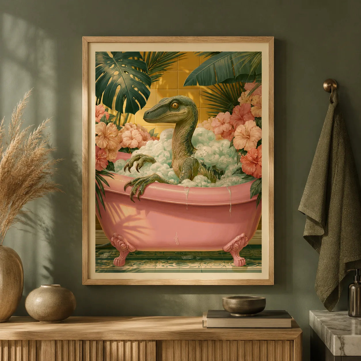 Velociraptor Bubble Bath Wall Art Decor - Wall Art Decor - lifestyle