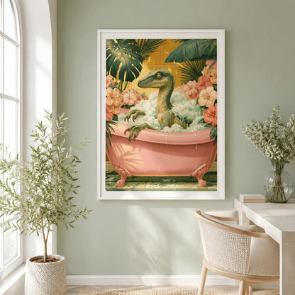 Velociraptor Bubble Bath Wall Art Decor - Wall Art Decor - styled
