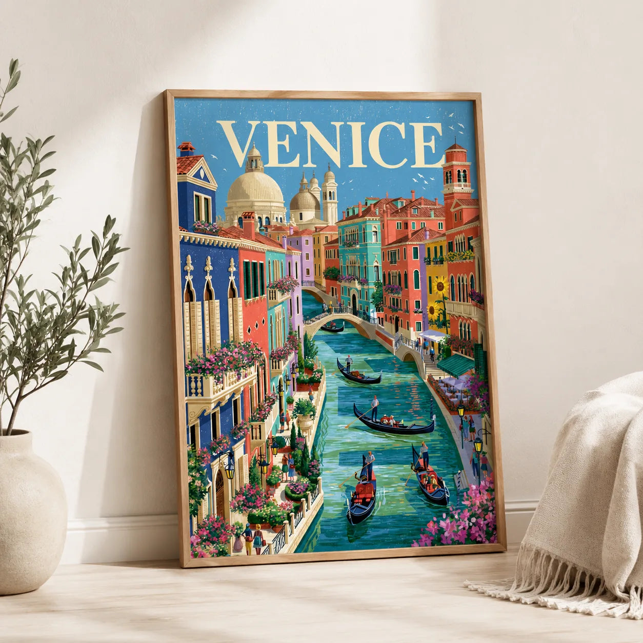 Venice Canal Travel Wall Art Decor - Wall Art Decor - side view