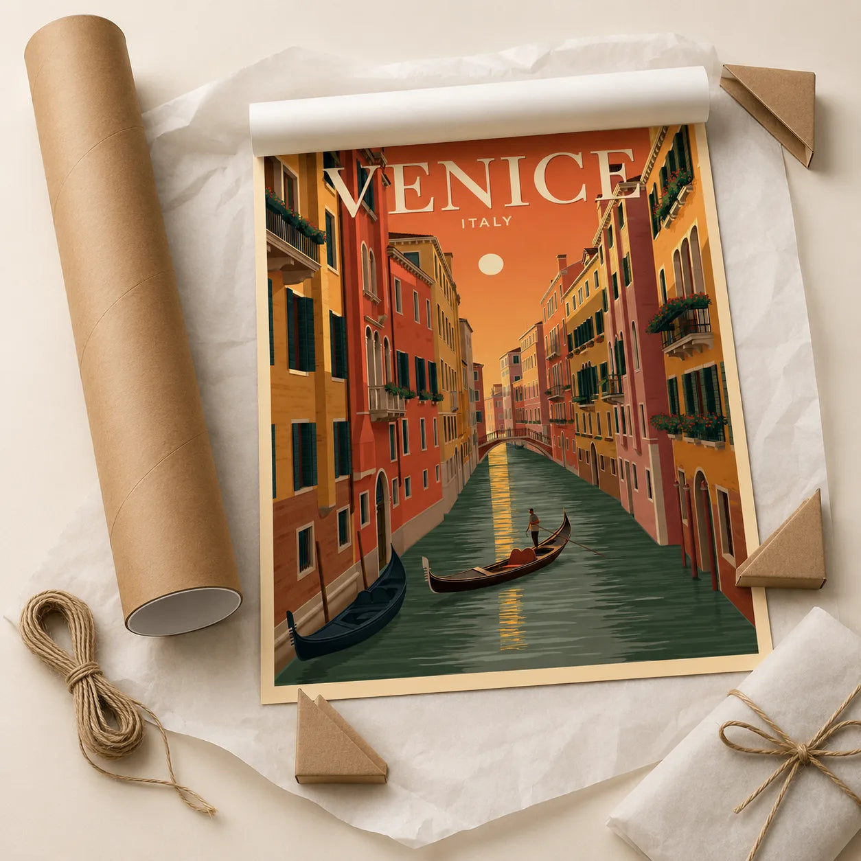 Venice Italy Canal Wall Art Decor - Wall Art Decor - back view