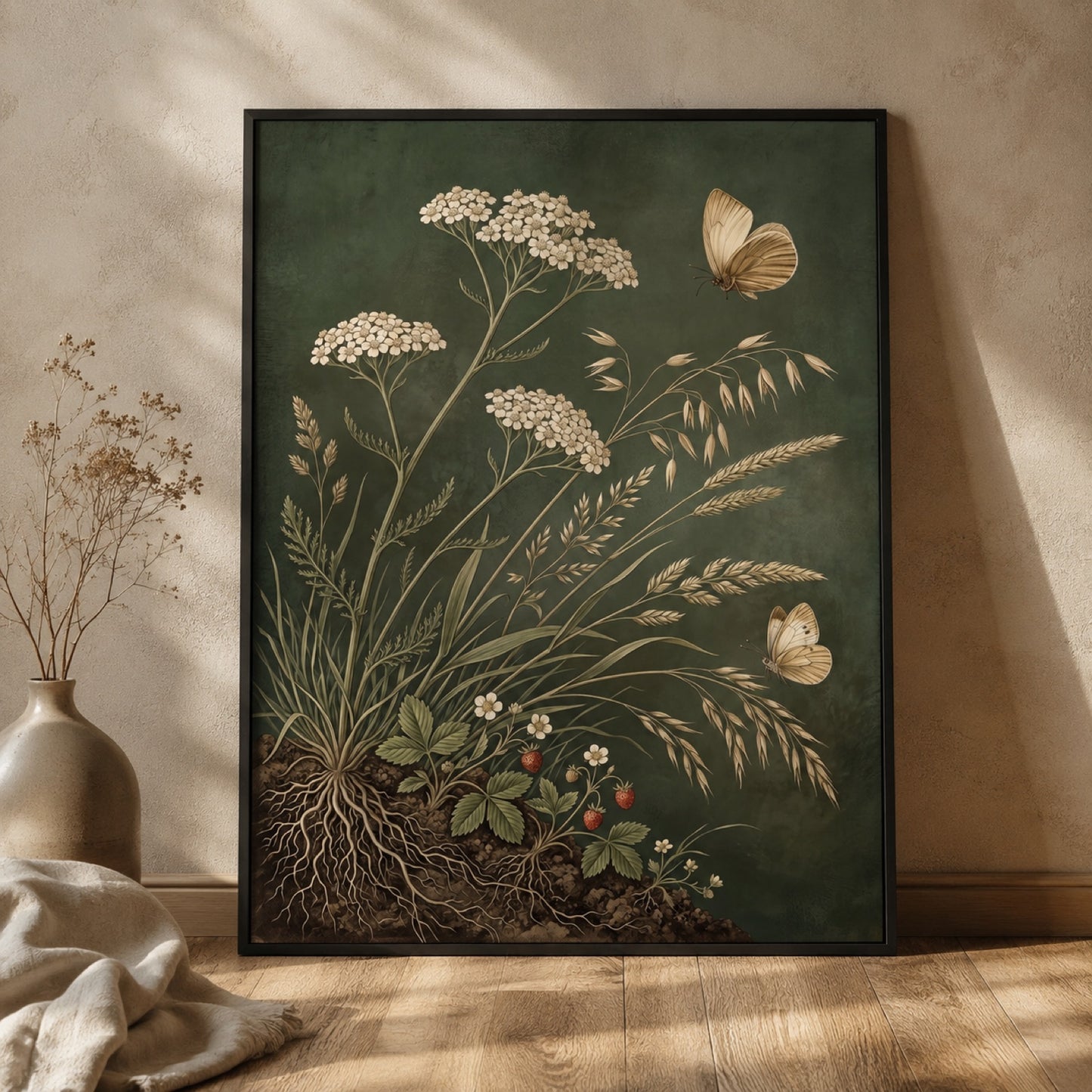 Vintage Botanical Wildflowers and Butterflies Wall Art Decor – preview 11