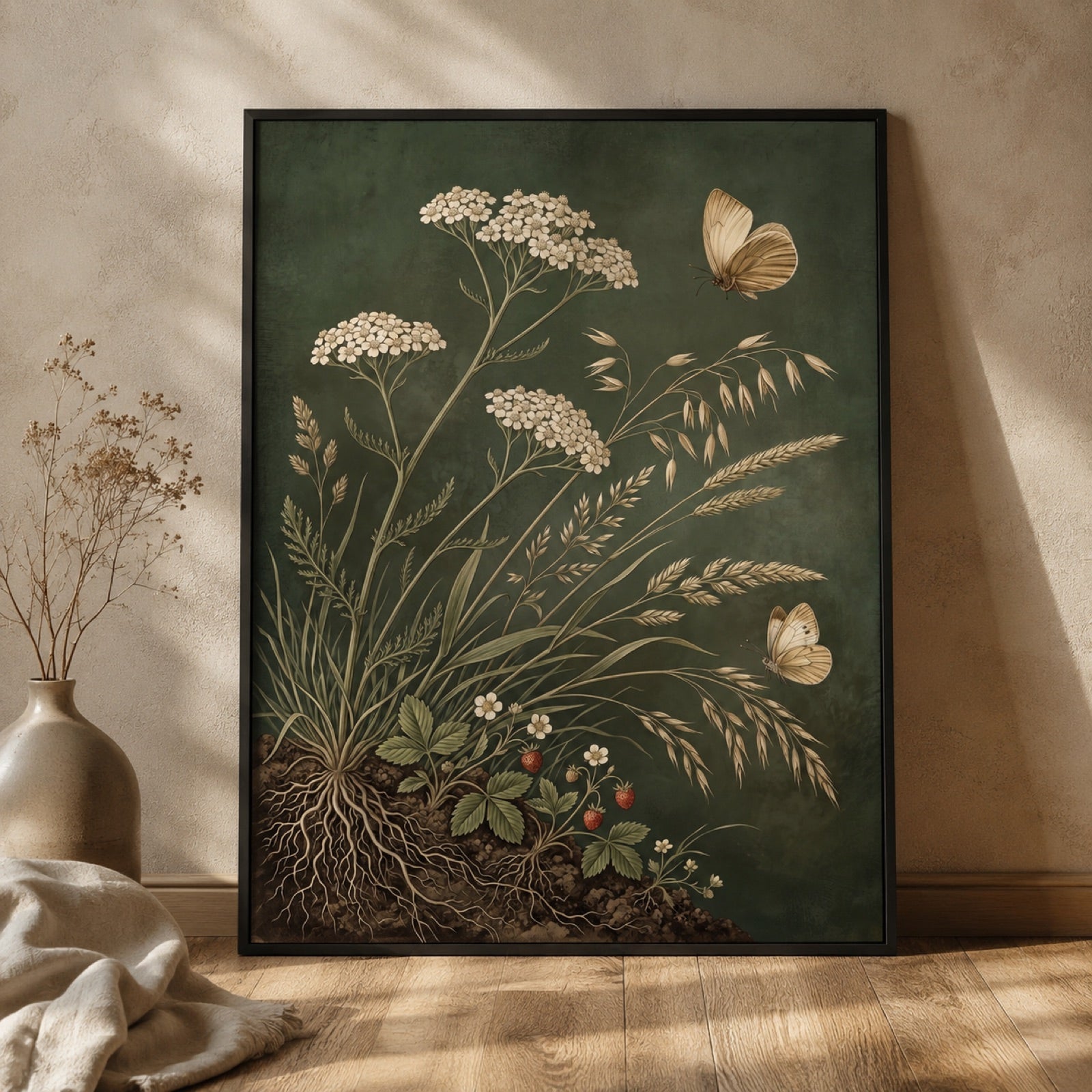 Vintage Botanical Wildflowers and Butterflies Wall Art Decor – preview 11