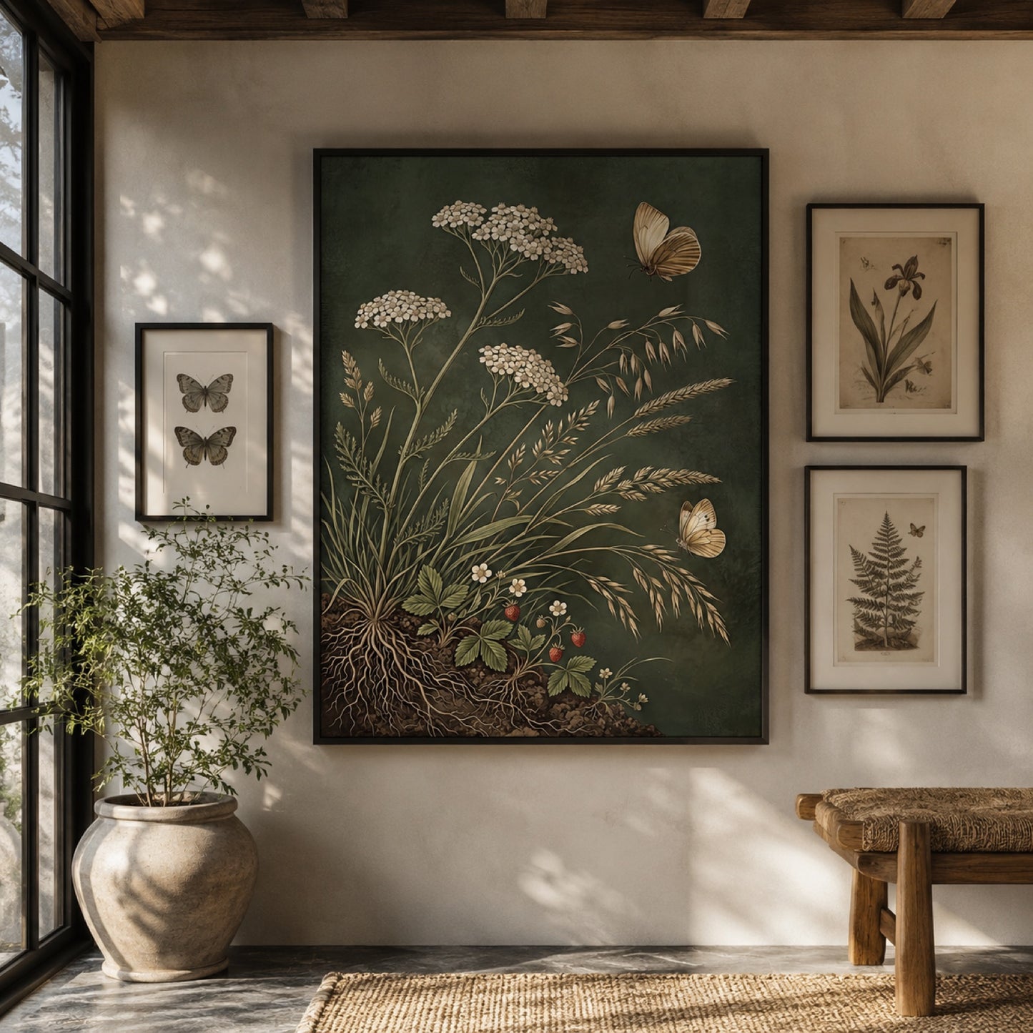 Vintage Botanical Wildflowers and Butterflies Wall Art Decor – preview 3