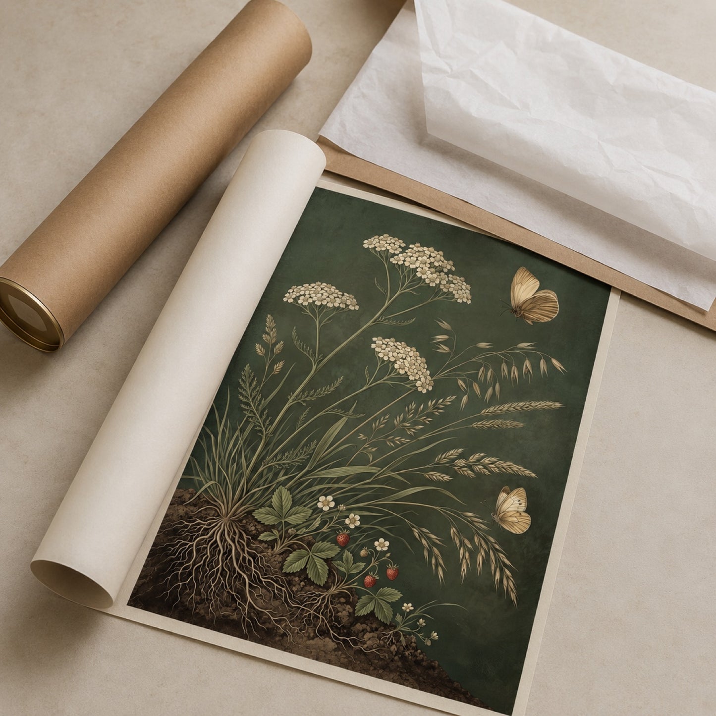 Vintage Botanical Wildflowers and Butterflies Wall Art Decor – preview 4