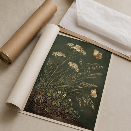 Vintage Botanical Wildflowers and Butterflies Wall Art Decor – preview 4
