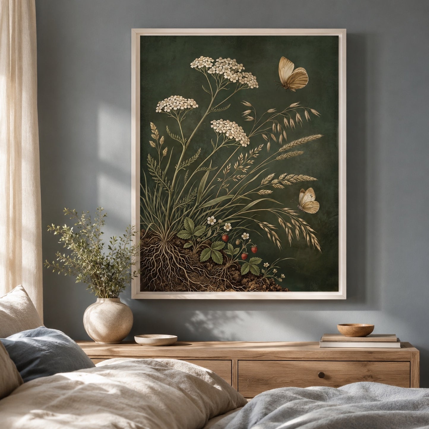 Vintage Botanical Wildflowers and Butterflies Wall Art Decor – preview 9