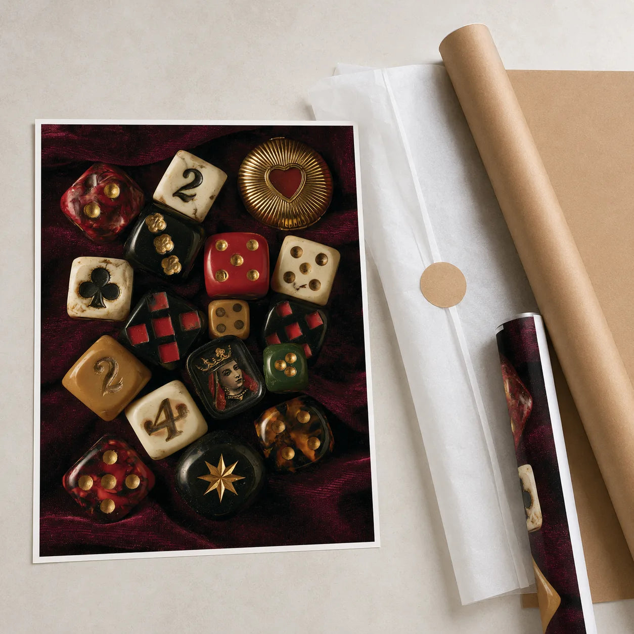 Vintage Casino Dice Wall Art Decor - Wall Art Decor - back view