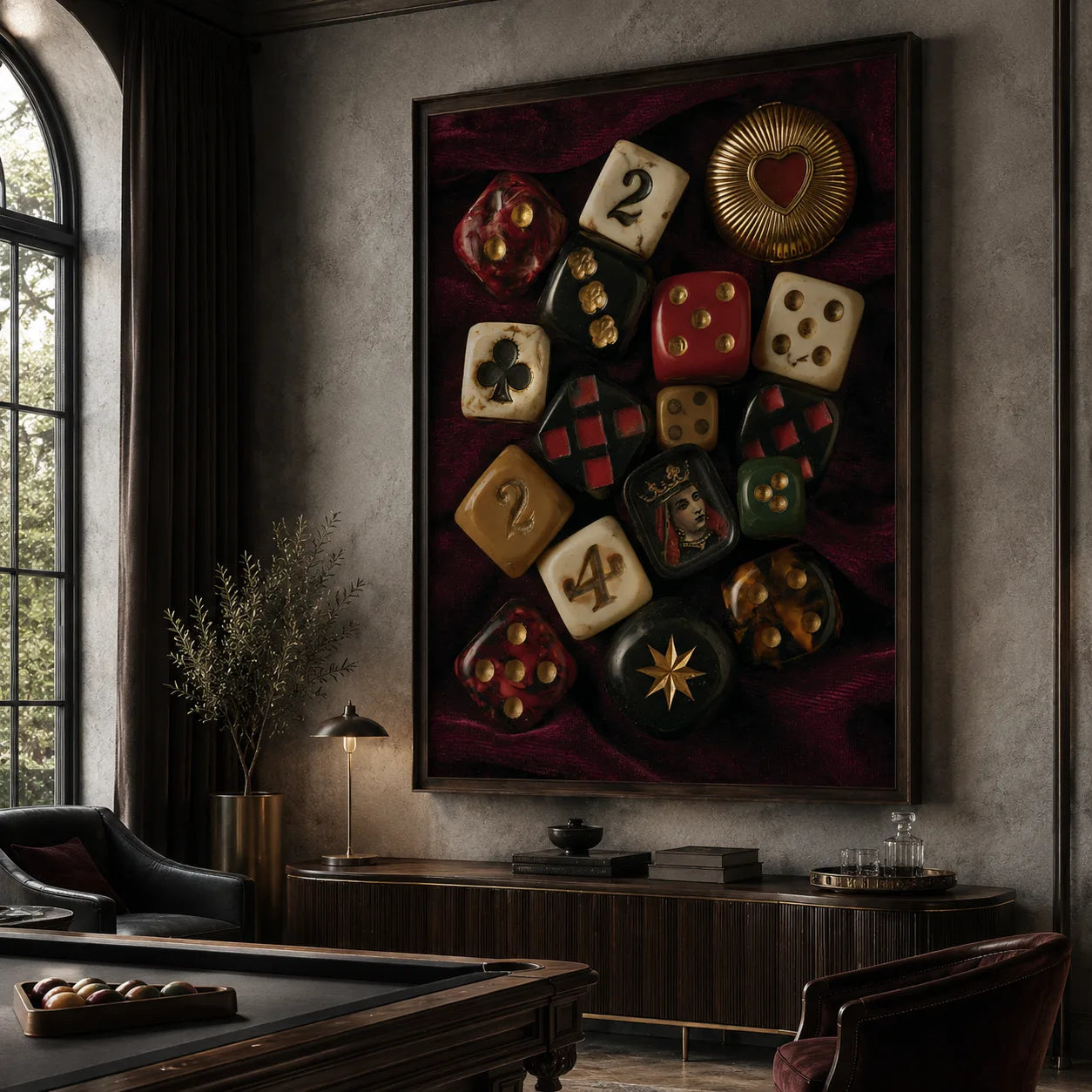 Vintage Casino Dice Wall Art Decor - Wall Art Decor - close up