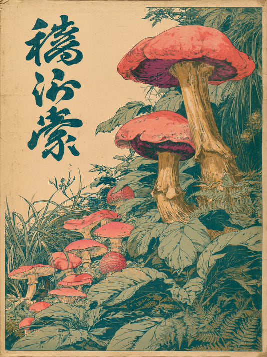 Vintage Red Mushroom Botanical Wall Art Decor - Wall Art Decor - front view