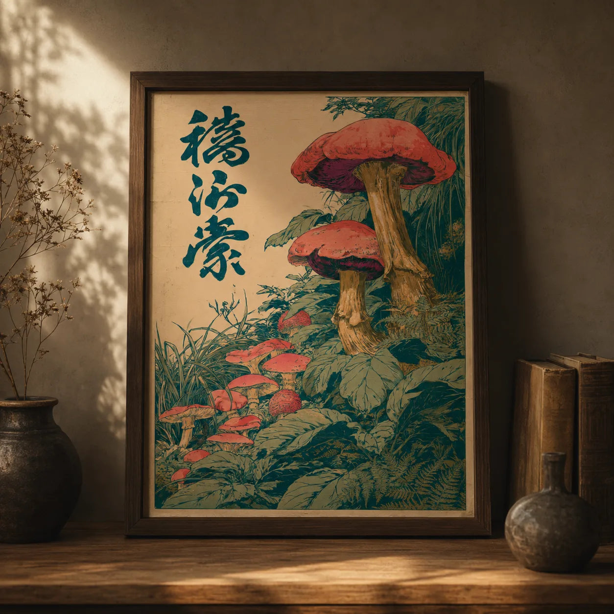 Vintage Red Mushroom Botanical Wall Art Decor - Wall Art Decor - lifestyle