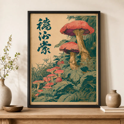Vintage Red Mushroom Botanical Wall Art Decor - Wall Art Decor - styled
