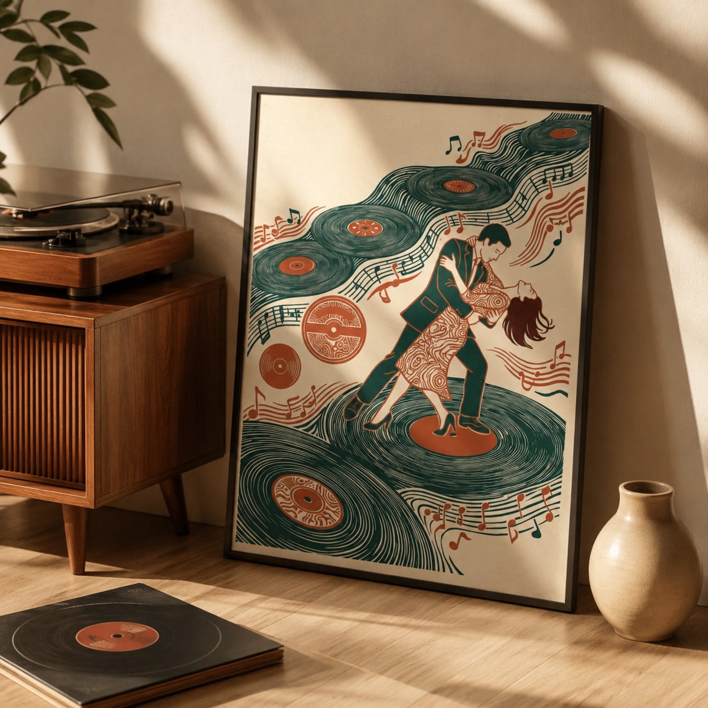 Vinyl Records Dancing Couple Wall Art Decor preview 2