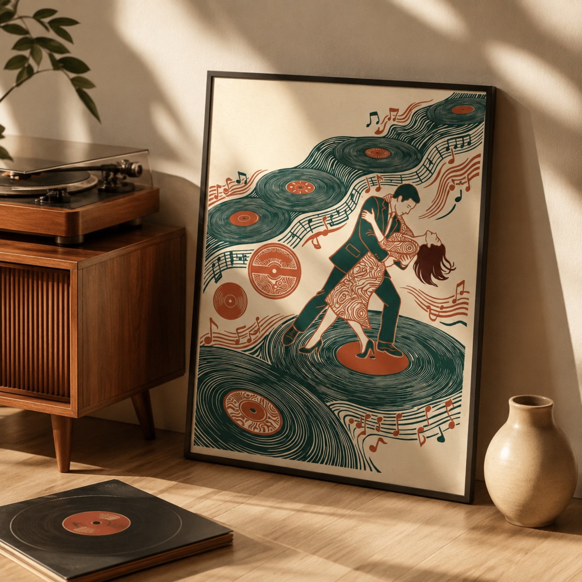 Vinyl Records Dancing Couple Wall Art Decor preview 2