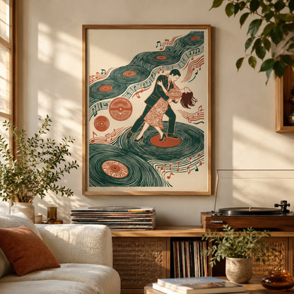 Vinyl Records Dancing Couple Wall Art Decor preview 5