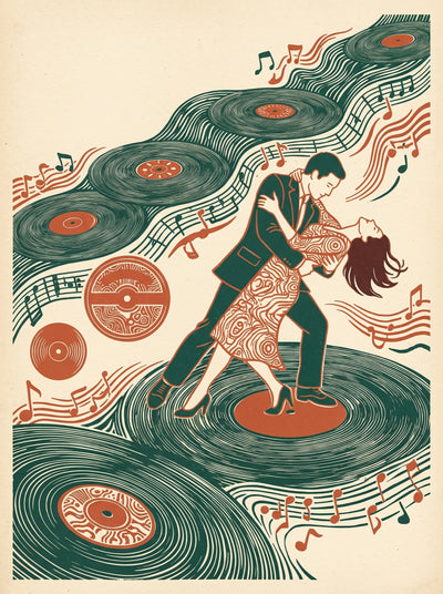 Vinyl Records Dancing Couple Wall Art Decor