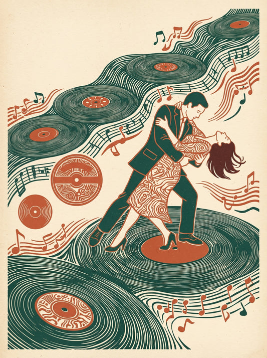 Vinyl Records Dancing Couple Wall Art Decor