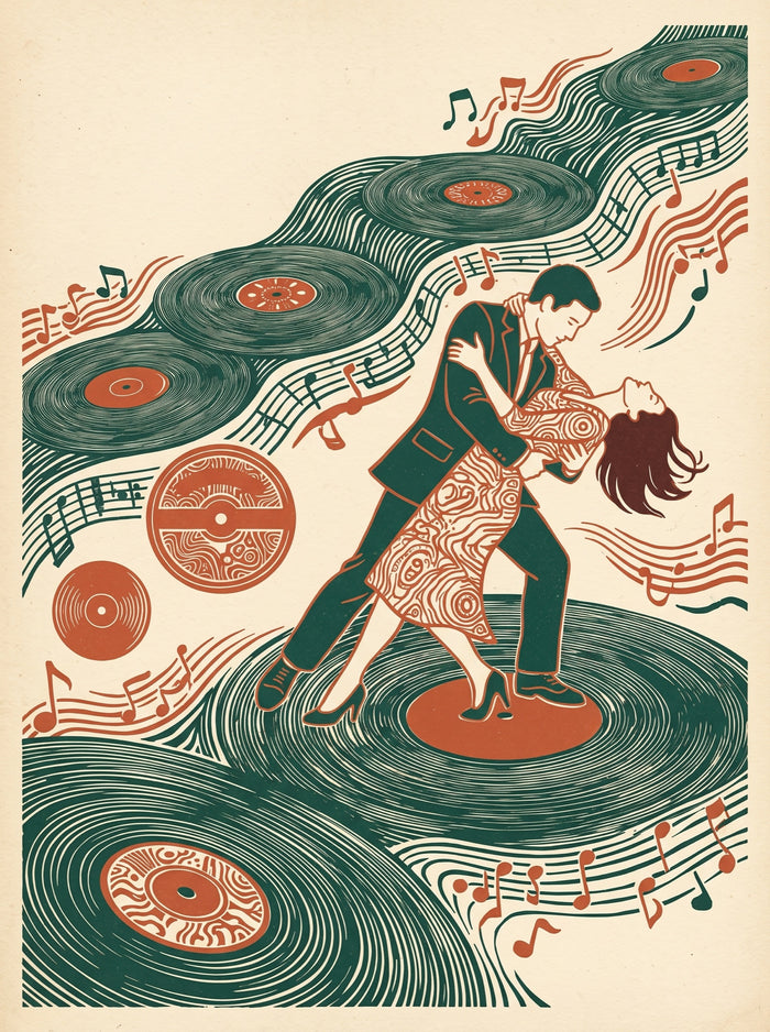 Vinyl Records Dancing Couple Wall Art Decor
