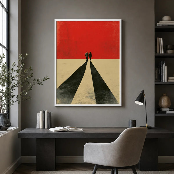 Walking Couple Long Shadows Wall Art Decor