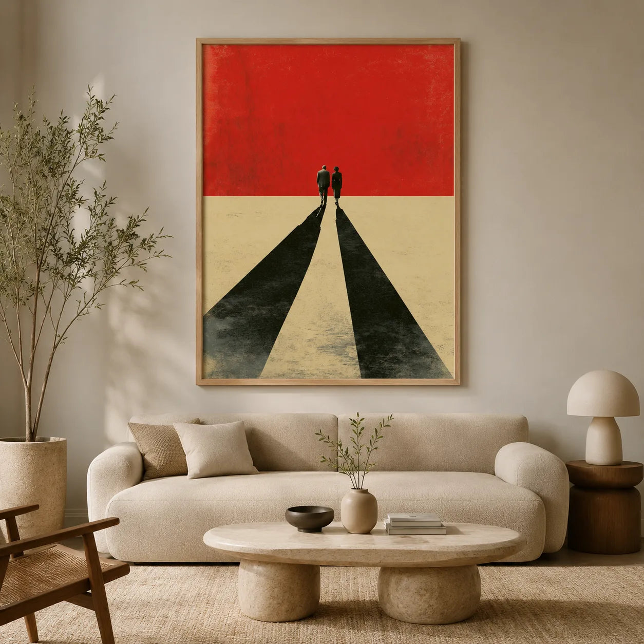 Walking Couple Long Shadows Wall Art Decor - Wall Art Decor - detail