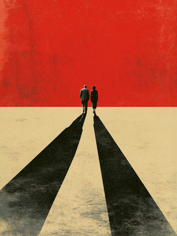 Walking Couple Long Shadows Wall Art Decor