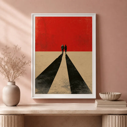 Walking Couple Long Shadows Wall Art Decor - Wall Art Decor - styled