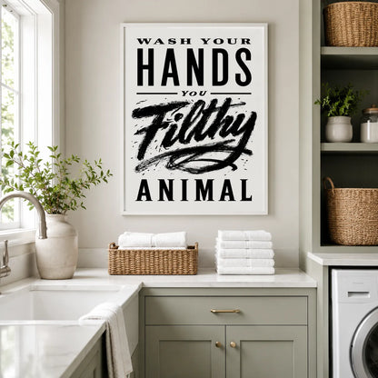 Wash Your Hands Filthy Animal Wall Art Decor - Wall Art Decor - alternate angle