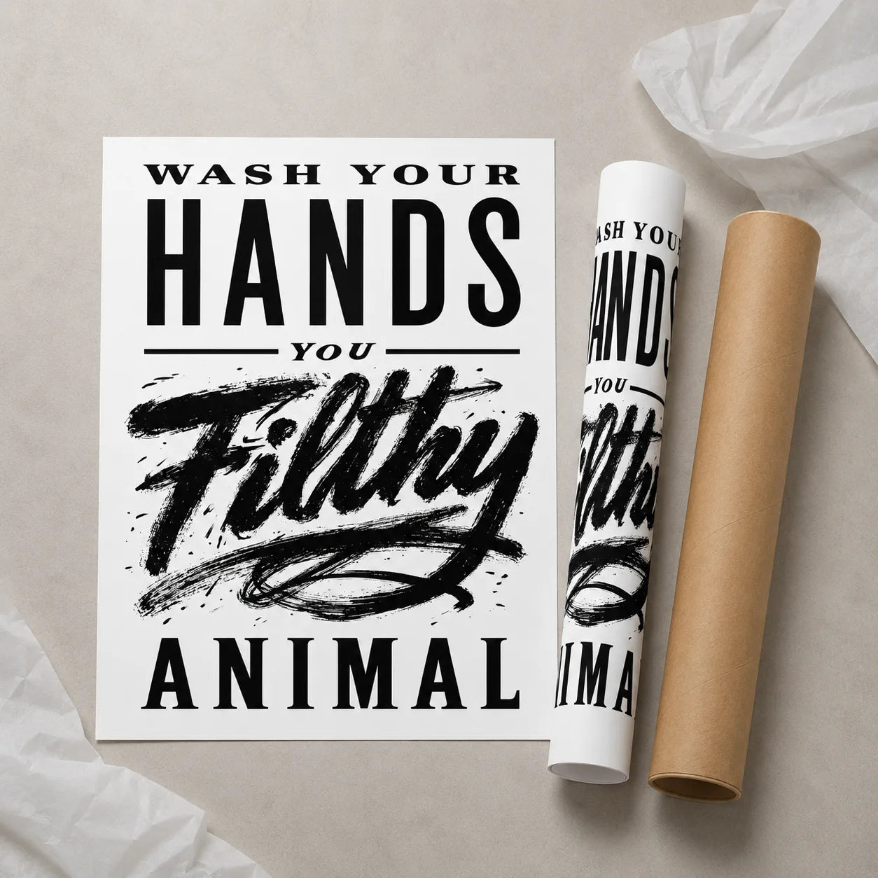 Wash Your Hands Filthy Animal Wall Art Decor - Wall Art Decor - back view
