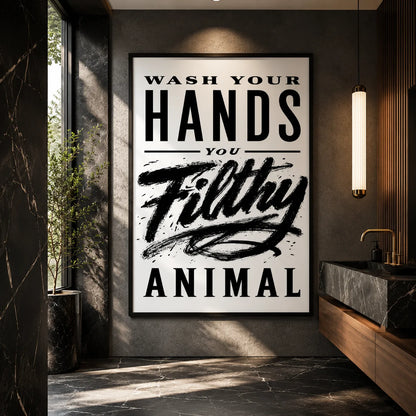 Wash Your Hands Filthy Animal Wall Art Decor - Wall Art Decor - close up