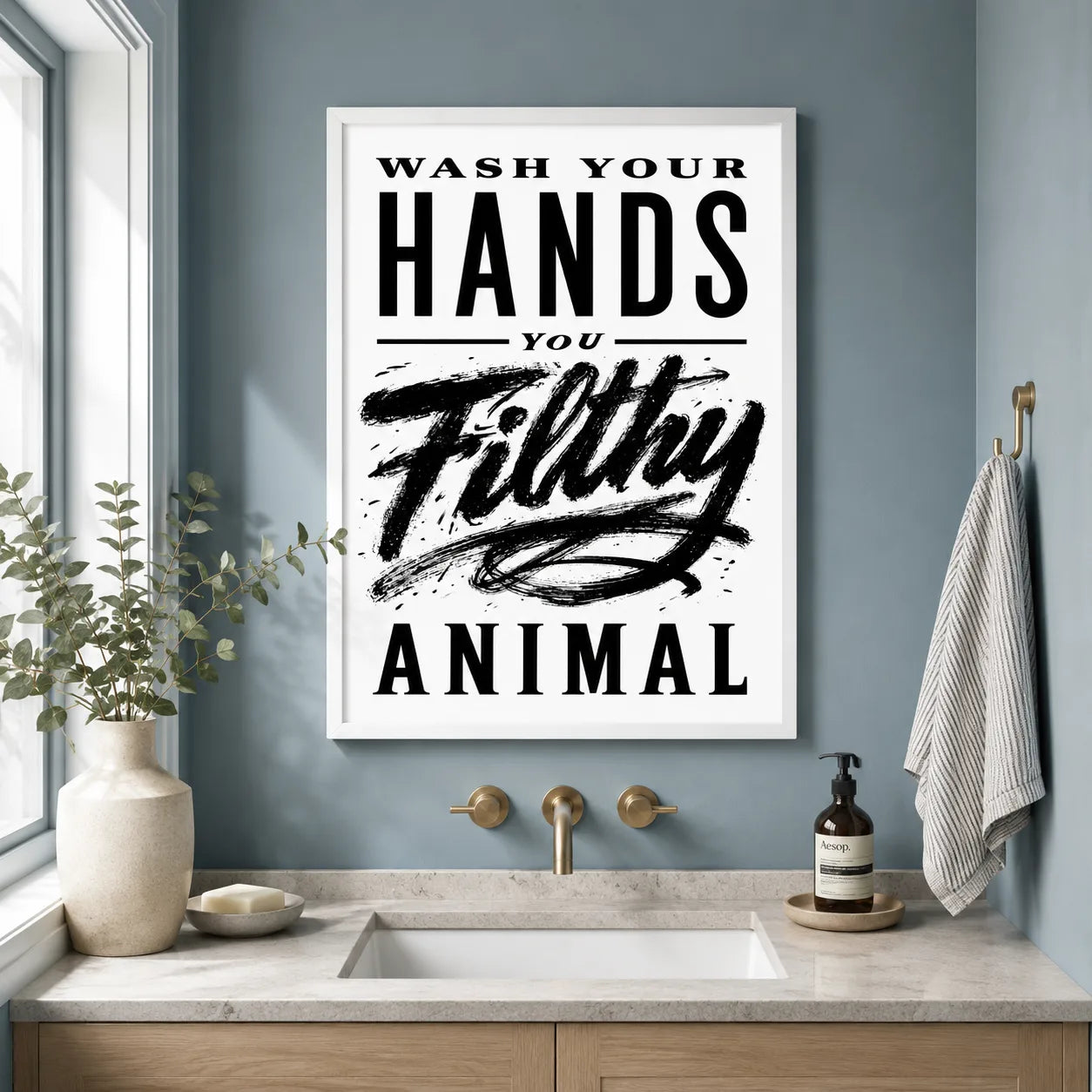 Wash Your Hands Filthy Animal Wall Art Decor - Wall Art Decor - styled