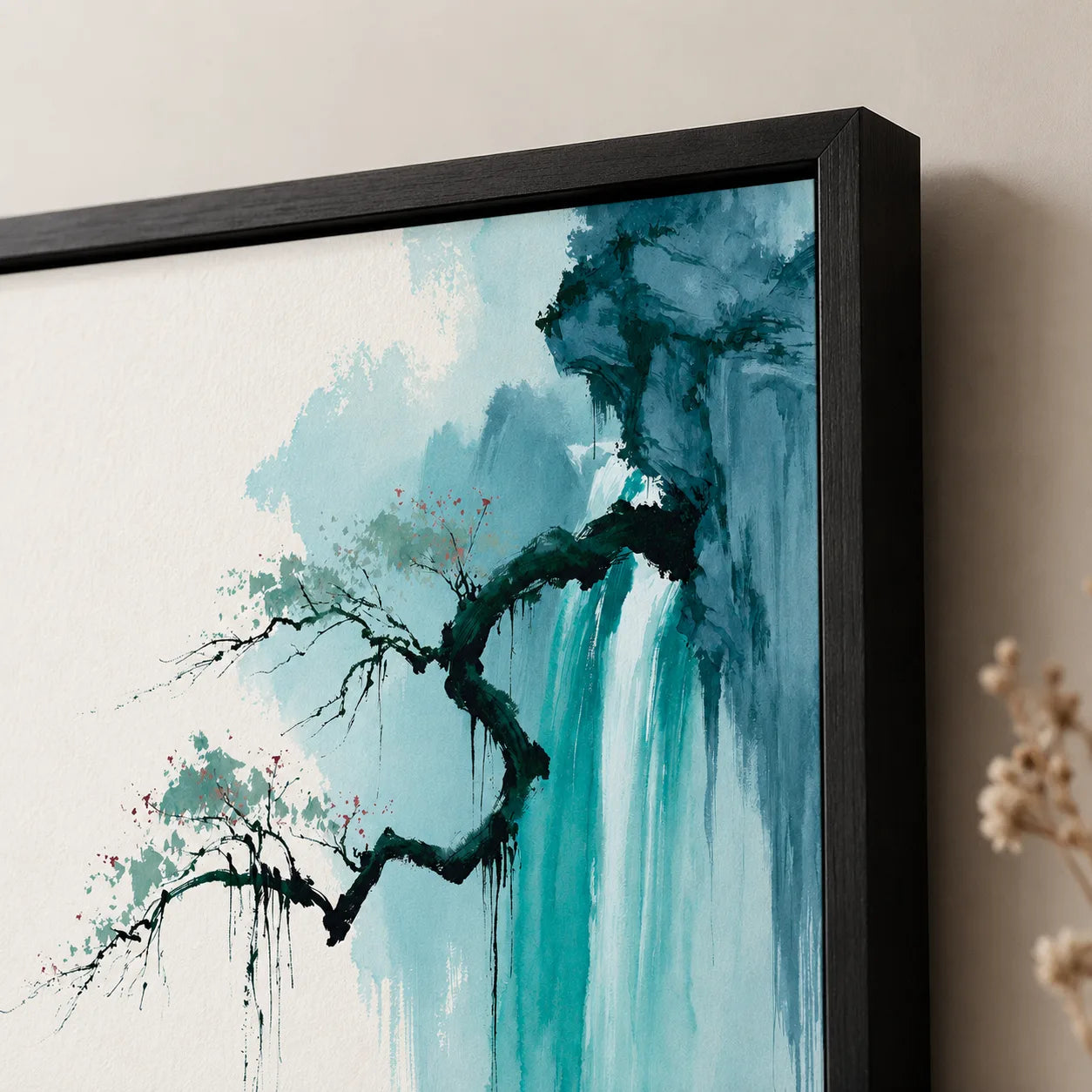Waterfall Fisherman Landscape Wall Art Decor - Wall Art Decor - packaging