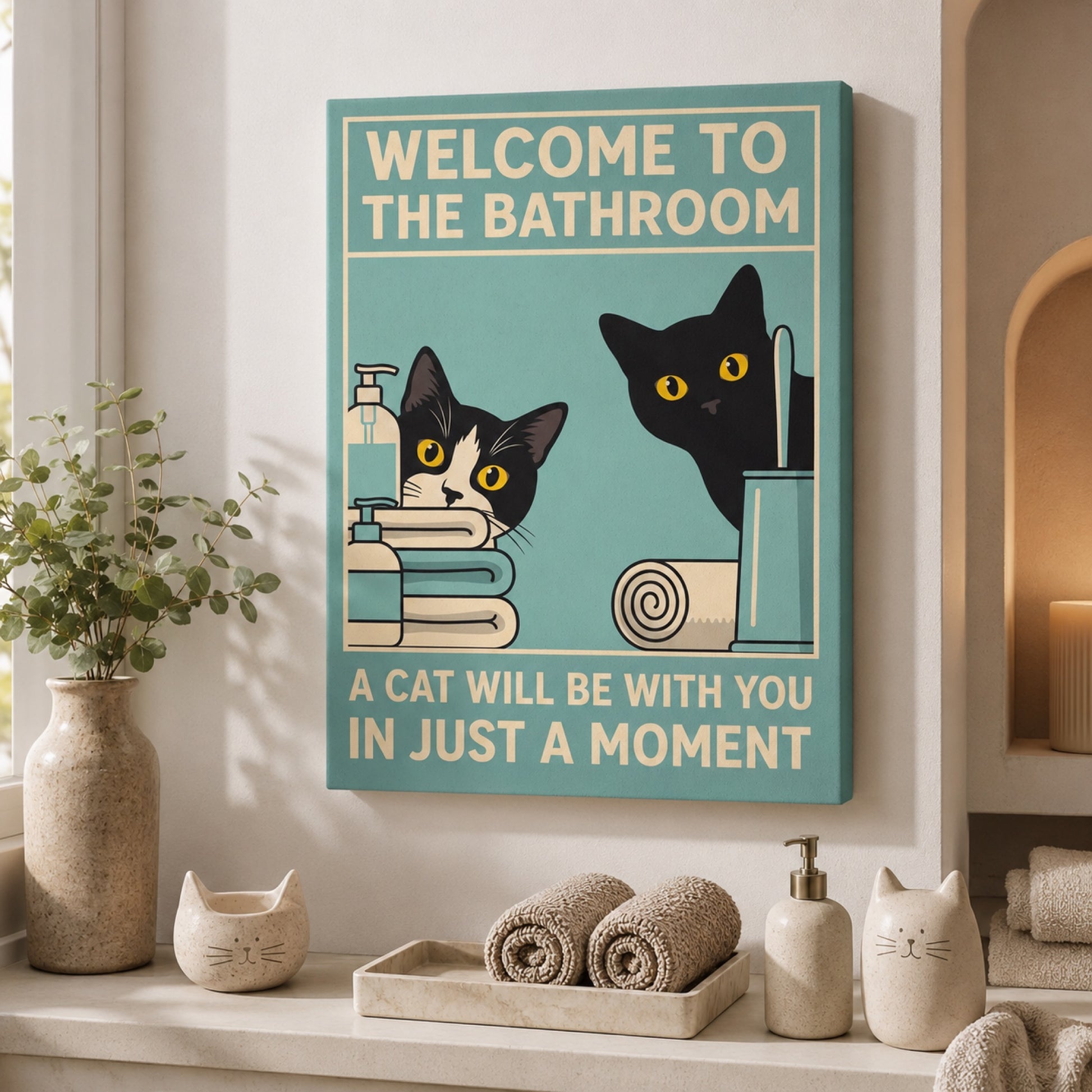 Welcome to the Bathroom Cats Wall Art Decor preview 10