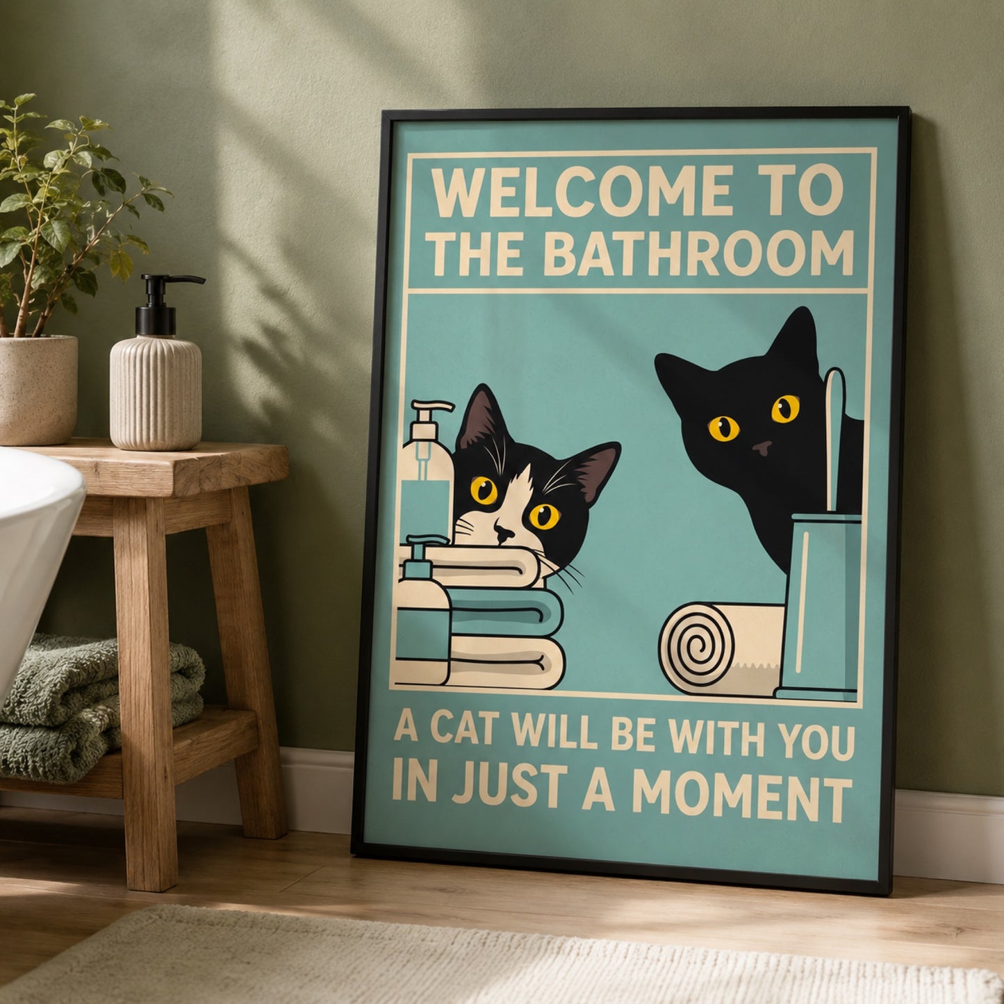 Welcome to the Bathroom Cats Wall Art Decor preview 2