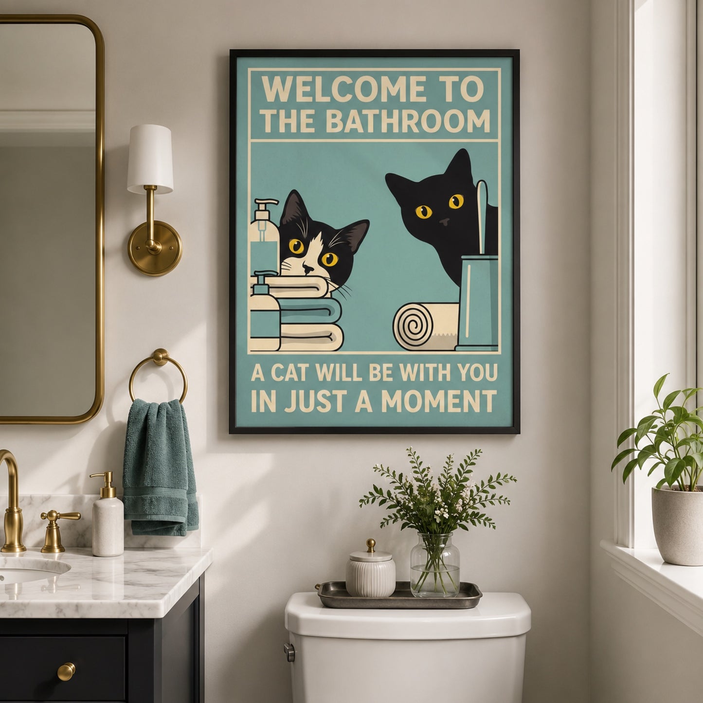 Welcome to the Bathroom Cats Wall Art Decor preview 3