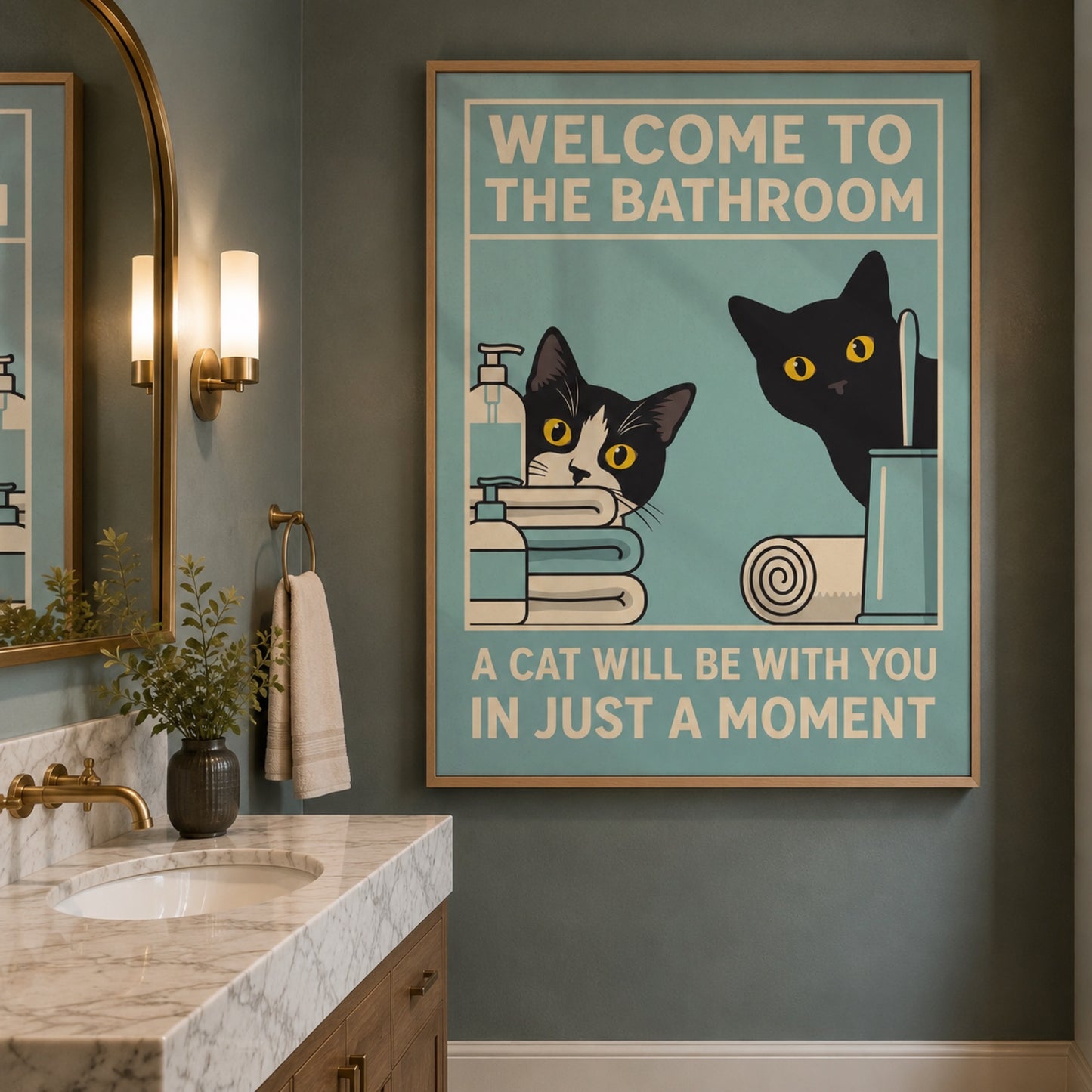 Welcome to the Bathroom Cats Wall Art Decor preview 6