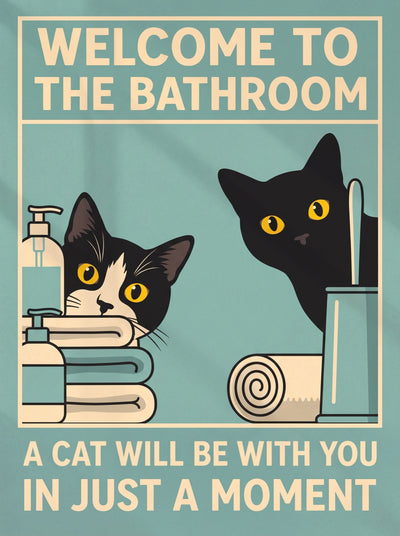 Welcome to the Bathroom Cats Wall Art Decor