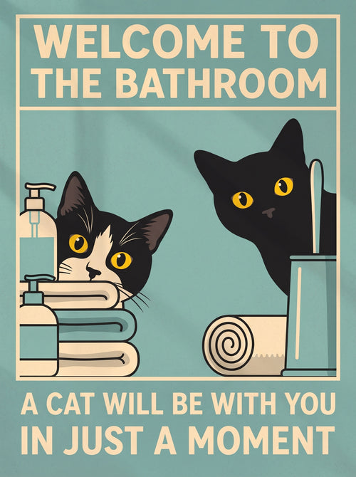 Welcome to the Bathroom Cats Wall Art Decor