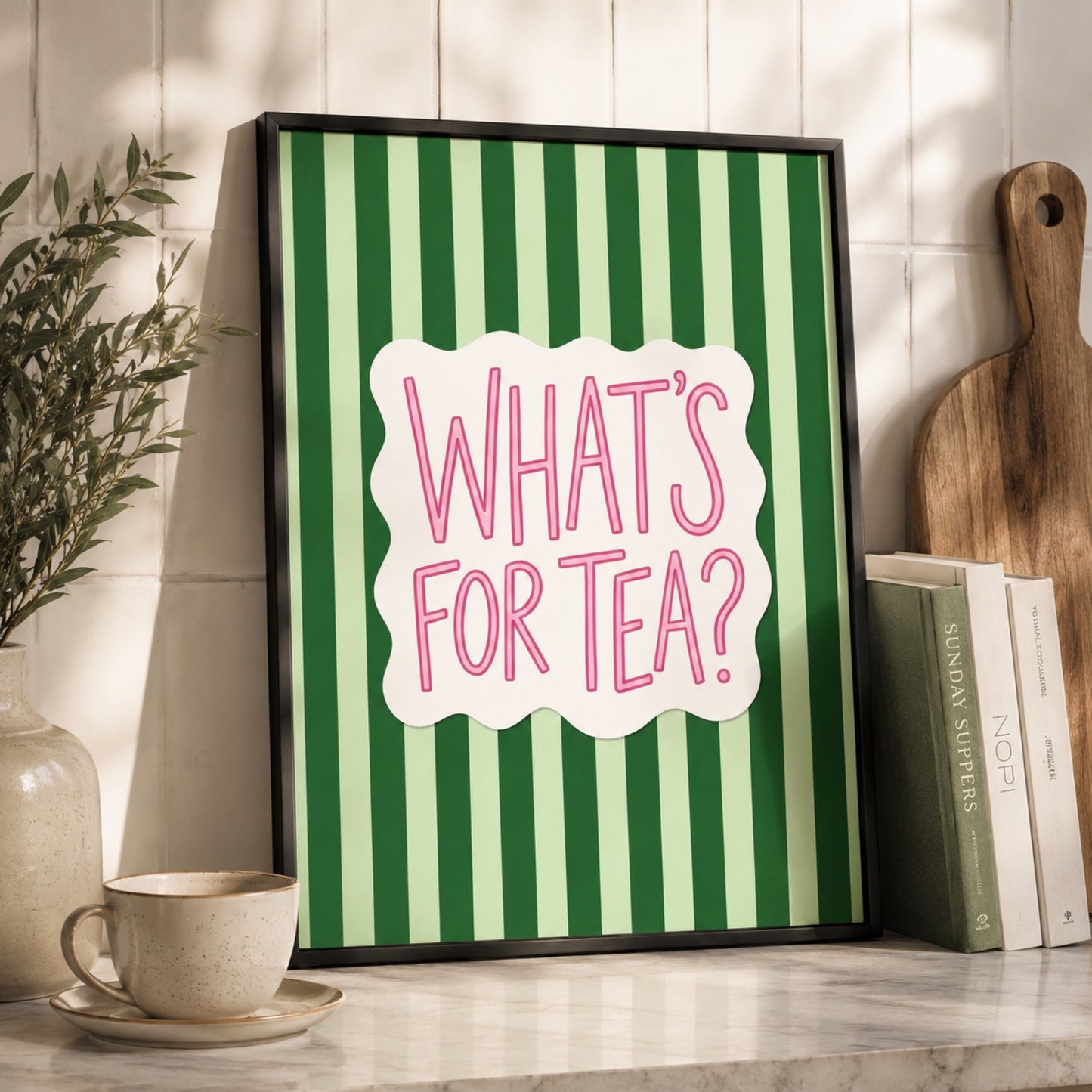 What's For Tea Kitchen Typography Wall Art Decor preview 2