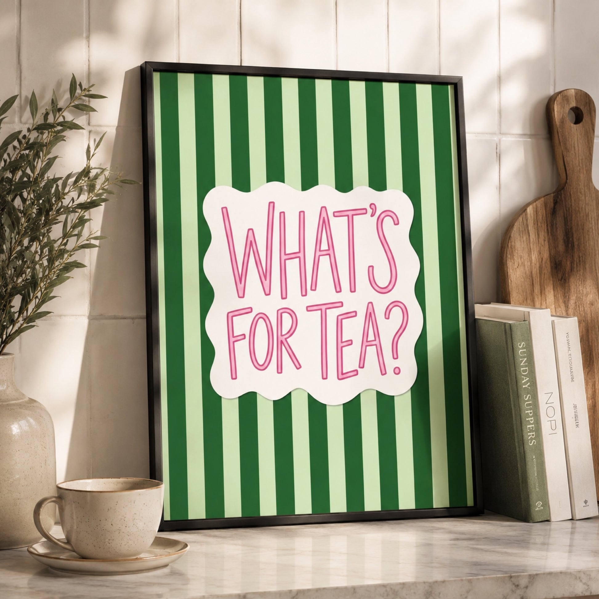 What's For Tea Kitchen Typography Wall Art Decor preview 2