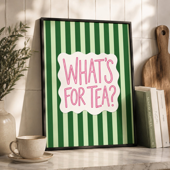 What's For Tea Kitchen Typography Wall Art Decor