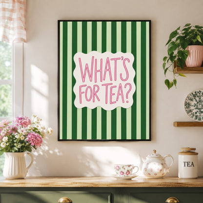 What's For Tea Kitchen Typography Wall Art Decor preview 3