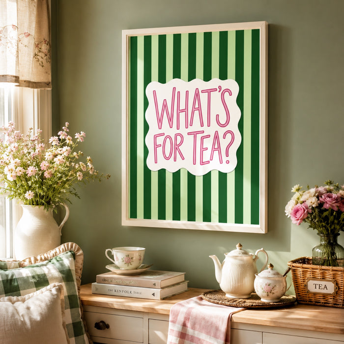 What's For Tea Kitchen Typography Wall Art Decor