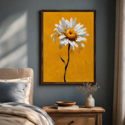 White Daisy Oil Painting Wall Art Decor - Wall Art Decor - alternate angle