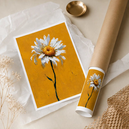 White Daisy Oil Painting Wall Art Decor - Wall Art Decor - back view
