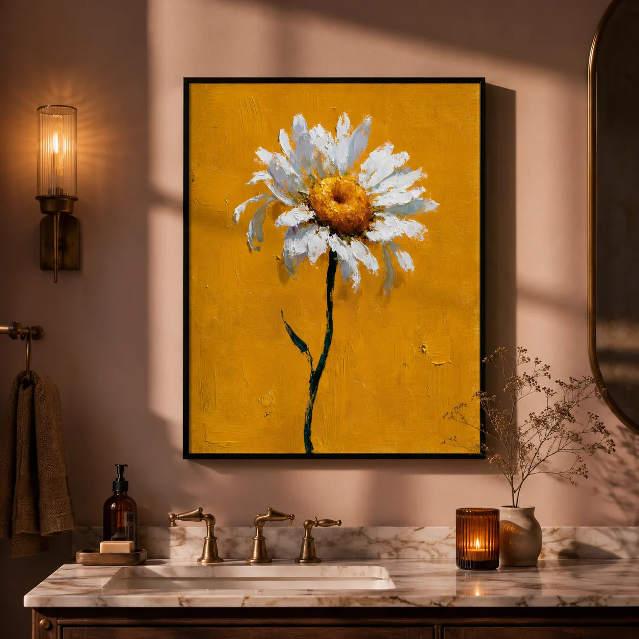 White Daisy Oil Painting Wall Art Decor - Wall Art Decor - lifestyle