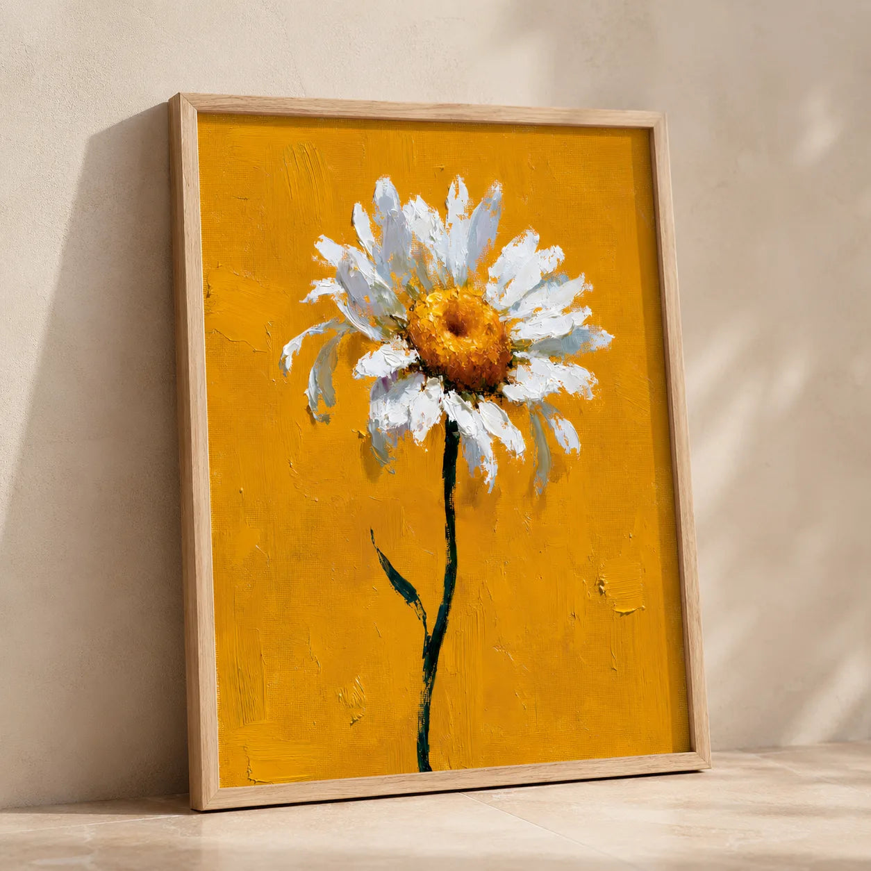 White Daisy Oil Painting Wall Art Decor - Wall Art Decor - side view