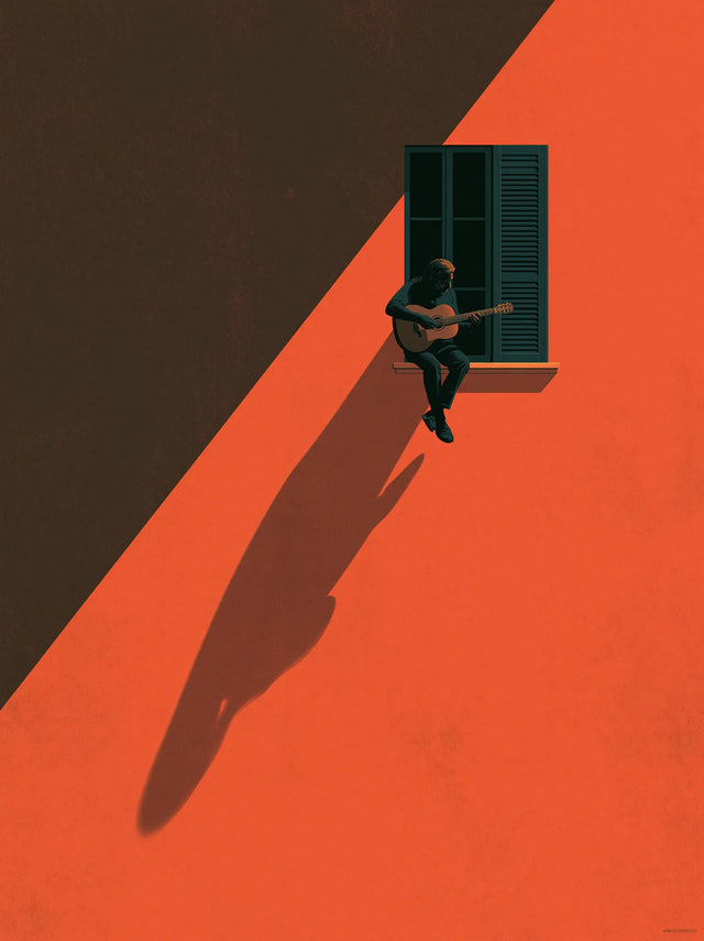 Window Guitarist Shadow Wall Art Decor