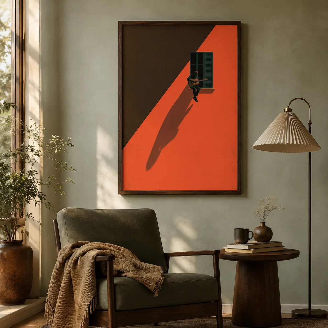 Window Guitarist Shadow Wall Art Decor - Wall Art Decor - in use