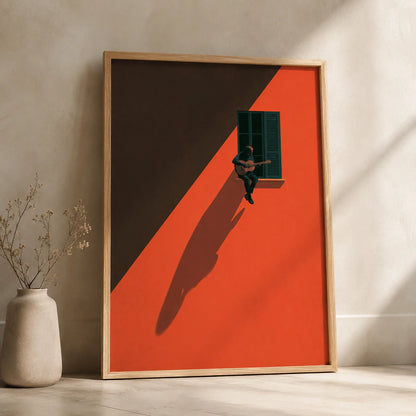 Window Guitarist Shadow Wall Art Decor - Wall Art Decor - side view