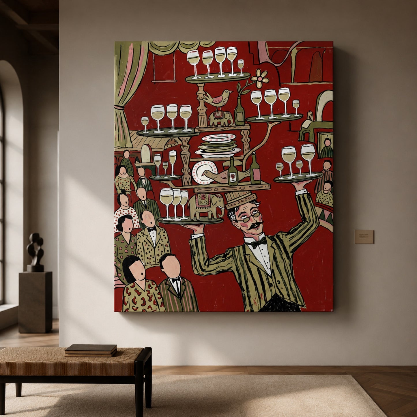 The Wine Waiter's Balancing Act Wall Art Decor preview 10
