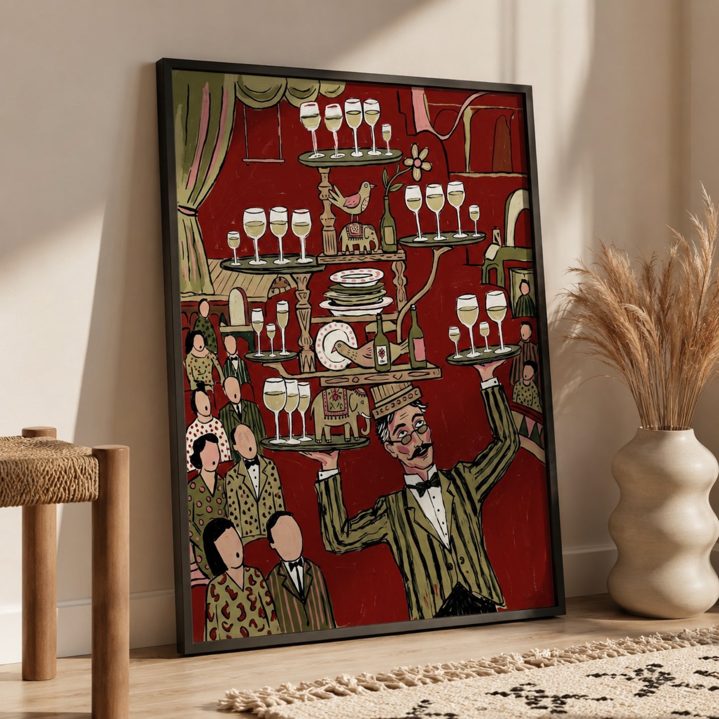 The Wine Waiter's Balancing Act Wall Art Decor preview 2